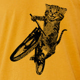 Cat Riding a Bicycle men's Tshirt- Kitten Wheelie Tee shirt- Eco Friendly Fashion- Guy's Graphic Apparel