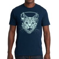 Cat Wearing Headphones Men's Tshirt- Cat DJ Shirt For Men and Boys- Music Lover Kitty Design- Funny Feline Graphic Tee
