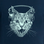 Cat Wearing Headphones Men's Tshirt- Cat DJ Shirt For Men and Boys- Music Lover Kitty Design- Funny Feline Graphic Tee