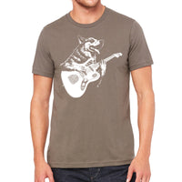 Dog Playing Guitar Men's Tshirt- Funny Canine Musician Apparel, Rock and Roll Clothing, Music Tee