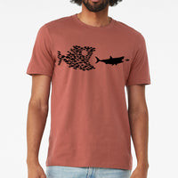 Fishing Organized On A Shark Shirt- Men's Fish Graphic Tee Shirt