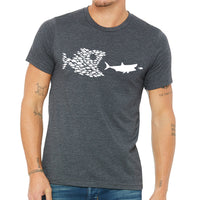 Fishing Organized On A Shark Shirt- Men's Fish Graphic Tee Shirt