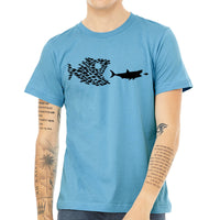 Fishing Organized On A Shark Shirt- Men's Fish Graphic Tee Shirt