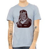 Flying Squirrel Pilot T-shirt, Funny Animal Design, Vintage Aviation Graphic Guys Shirt