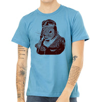 Flying Squirrel Pilot T-shirt, Funny Animal Design, Vintage Aviation Graphic Guys Shirt