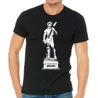 Michelangelo's David Playing Guitar Men's Tshirt- Guys Guitar Player Tee- Music Lover Parody Apparel For Him