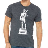 Michelangelo's David Playing Guitar Men's Tshirt- Guys Guitar Player Tee- Music Lover Parody Apparel For Him