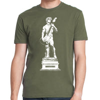 Michelangelo's David Playing Guitar Men's Tshirt- Guys Guitar Player Tee- Music Lover Parody Apparel For Him