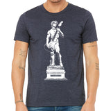 Michelangelo's David Playing Guitar Men's Tshirt- Guys Guitar Player Tee- Music Lover Parody Apparel For Him