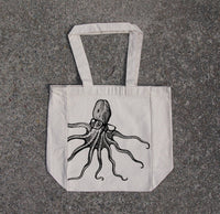 Octopus wearing glasses- cotton canvas natural tote bag